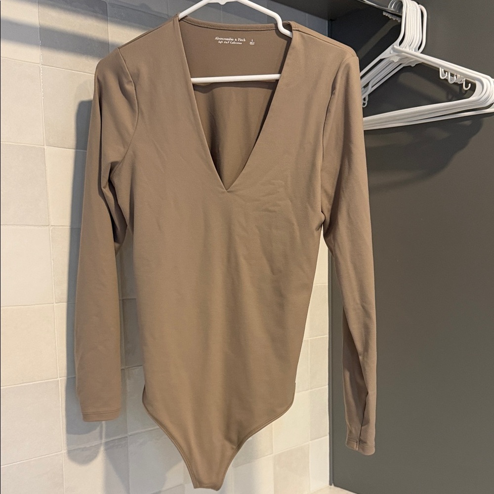 Abercrombie & Fitch Deep V-Neck Bodysuit - Brown